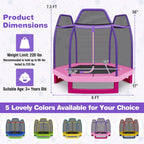 GYMAX Trampoline for Kids, 7FT Toddler Trampoline with Safety Enclosure Net & Seamless Spring Pad, Heavy Duty Small Indoor/Outdo