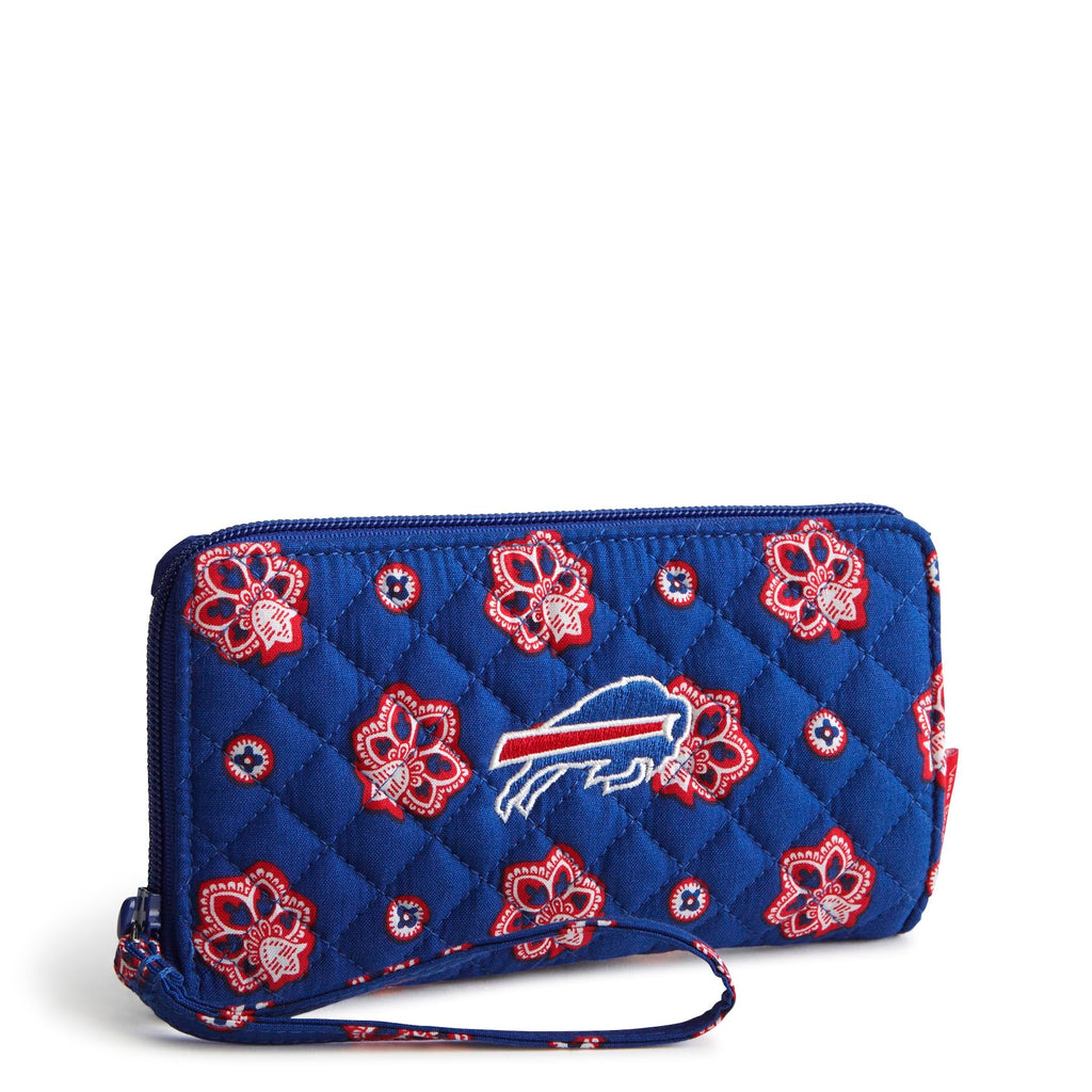 Vera Bradley Womens Cotton Nfl Front Zip Wristlet (Multiple Teams Available), Buffalobillsonroyalblue/Redbandana, One Size