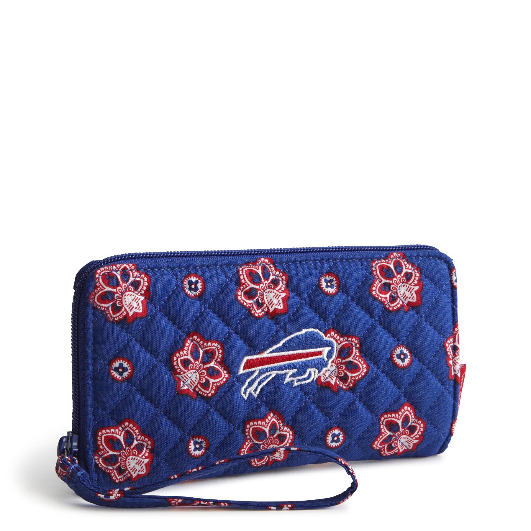 Vera Bradley Womens Cotton Nfl Front Zip Wristlet (Multiple Teams Available), Buffalobillsonroyalblue/Redbandana, One Size