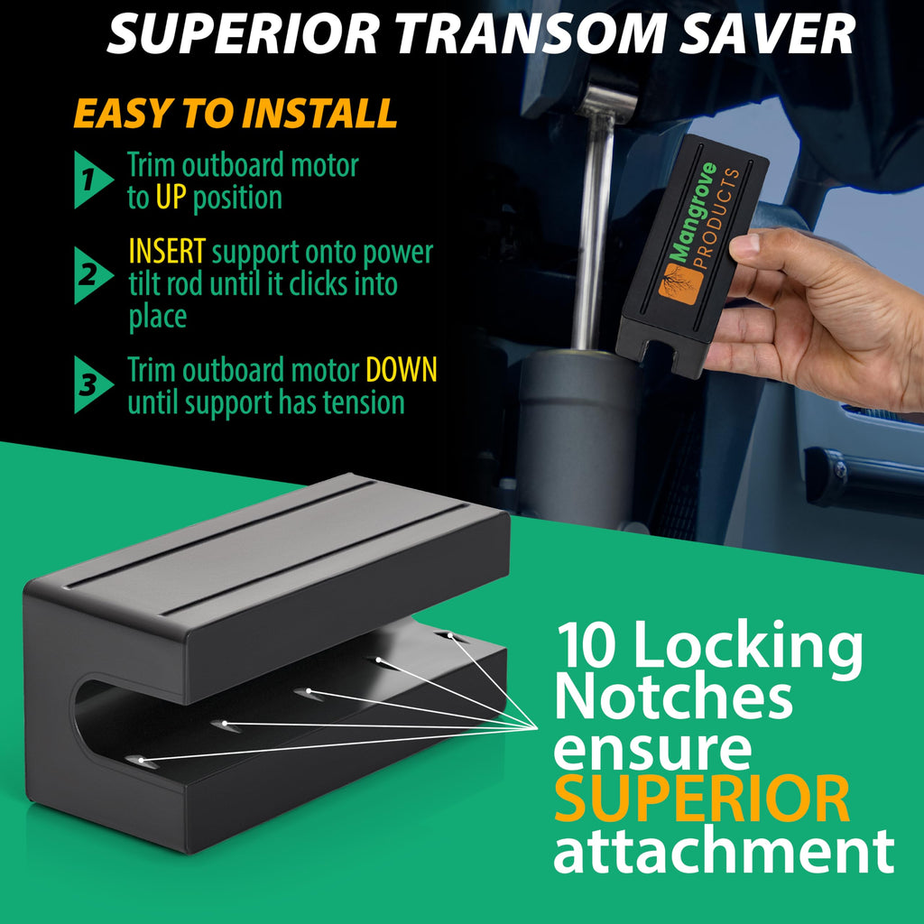 Mangrove Products: Boat Transom Saver, Outboard Motor Support, Single Ram Wedge, Boat Accessories, Transom Savers For Outboard M
