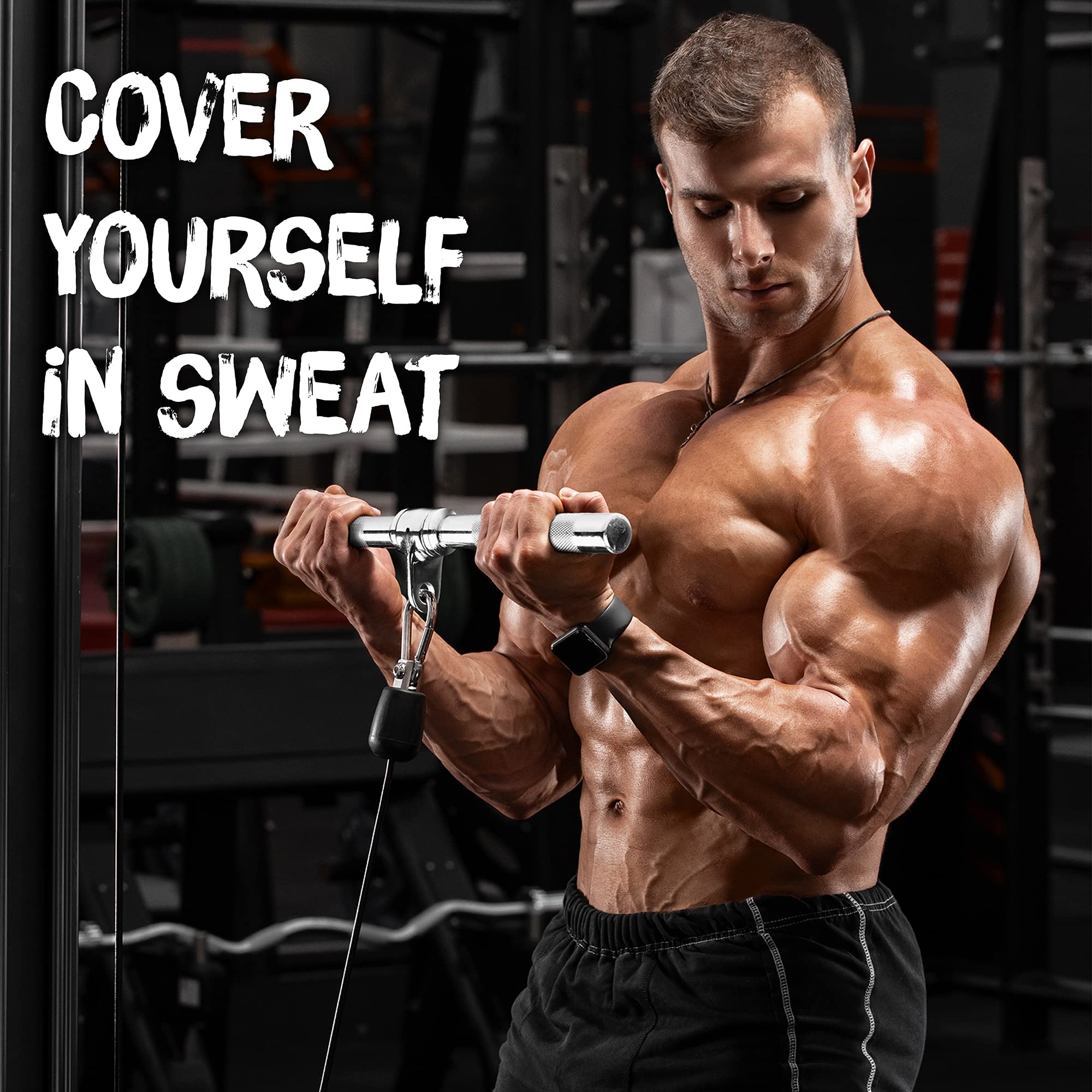 Yes4All Revolving Straight Bar With Non-Slip Handle - Rotating Straight Bar Cable Attachment - Lat Pull Down Bar - Support Up To