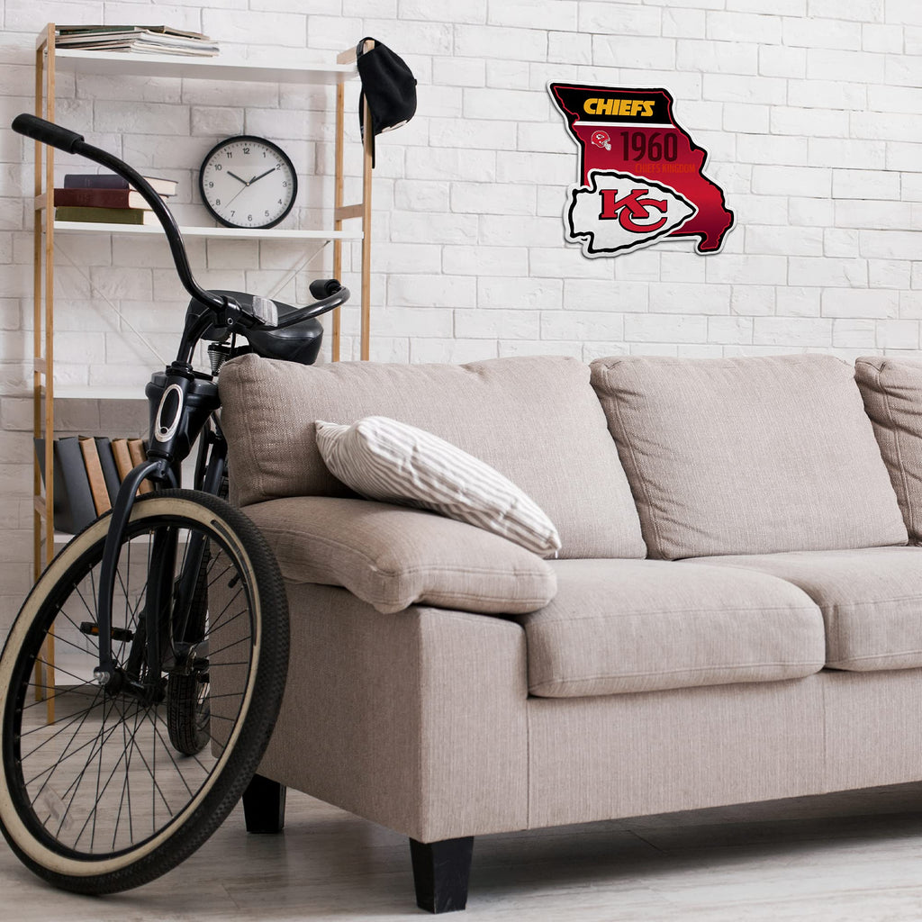 Rico Industries Nfl Football Kansas City Chiefs State Shape Shape Cut Pennant - Home And Living Room D  Cor - Soft Felt Ez To Ha