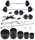 Kore Pvc 80 Kg Home Gym Set With One 5 Ft Plain + One 3 Ft Curl Rod And One Pair Dumbbell Rods