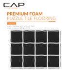 Cap Barbell 1/2-Inch Interlocking Eva Foam Exercise Puzzle Mats - 2 Pack | 24'' X 24'' X 1/2'' | Diamond Pattern - Black