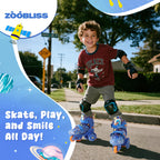 Kids Roller Skates for Beginners - ZOOBLISS Toddler Roller Skates for Boys Ages 3-7 with Light-Up Wheels & 4 Adjustable Sizes, T
