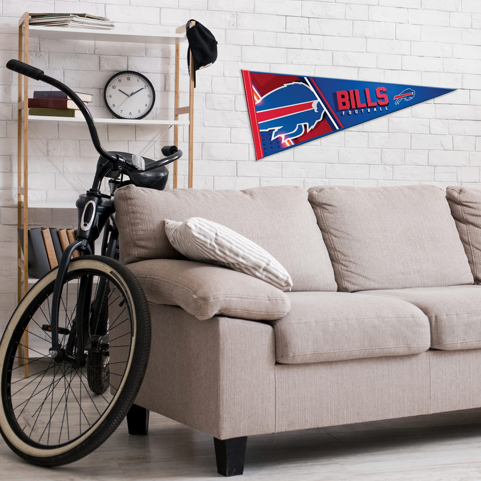 Rico Industries Nfl Football Buffalo Bills Primary 12'' X 30'' Felt Wall D  Cor Pennant - Great For Home/Bed Room/Man Cave D  Co