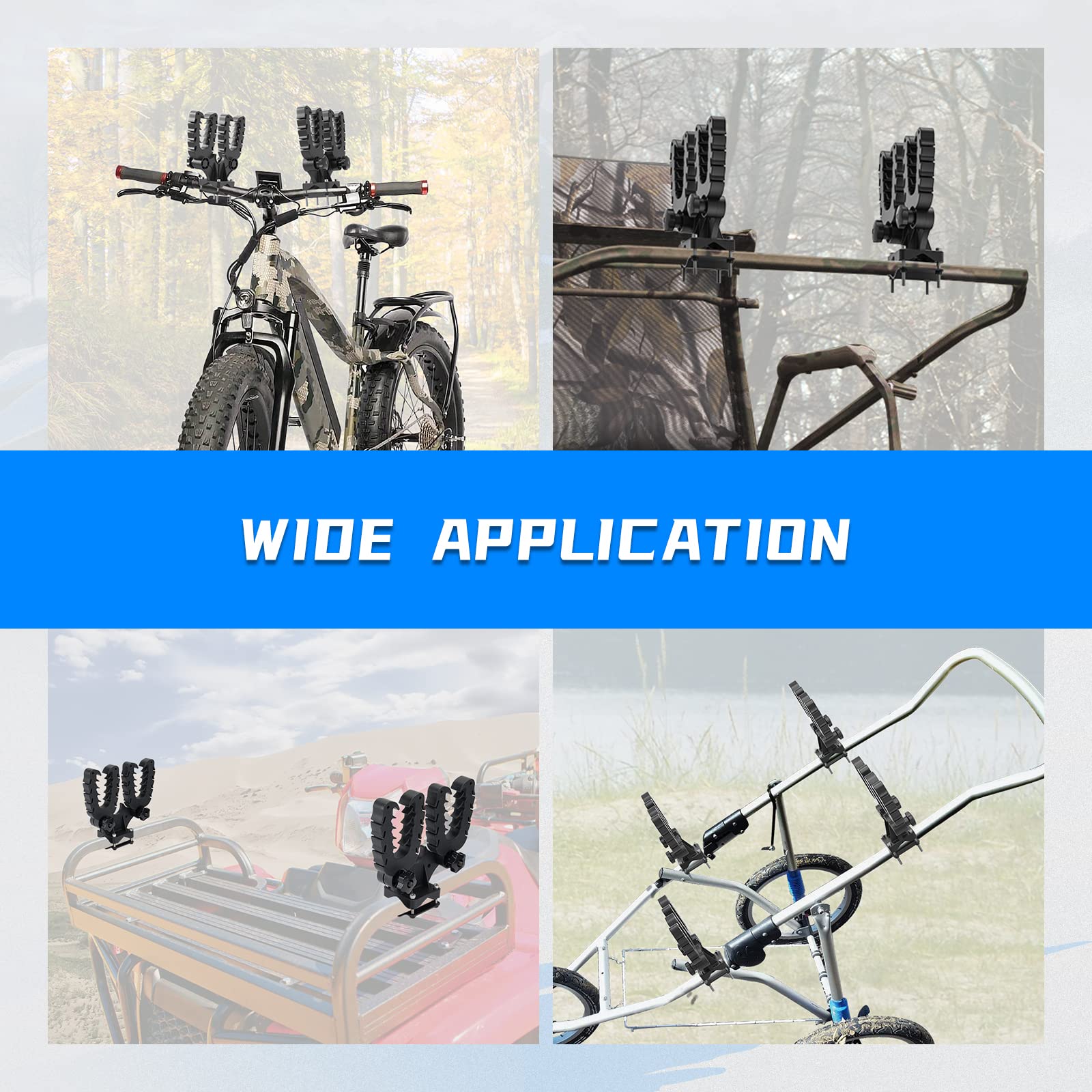 Kemimoto Double Tool Holder For Atv, Tool Mount For Atv, Bow Rack Tool Grips With Rubber Straps Compatible With Hunting Bike Mob