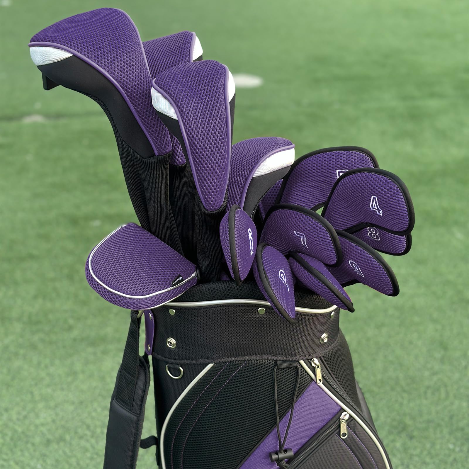 Andux Mesh Mallet Putter Cover Golf Putter Head Covers Purple, Square