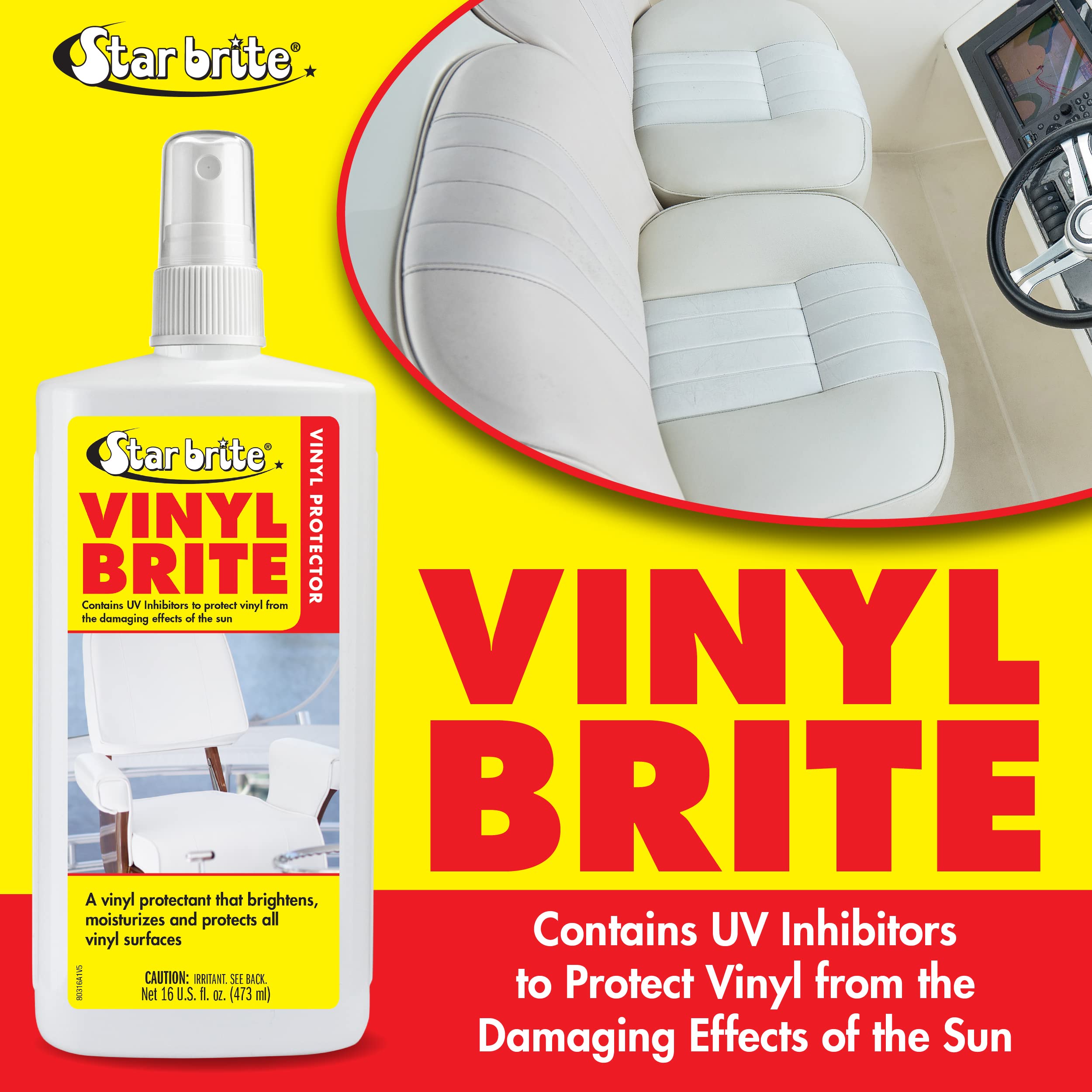 Star Brite Vinyl Brite Protectant - Marine Grade Uv Protection, Restores Shine & Flexibility For Vinyl, Rubber, Plastic, Fibergl