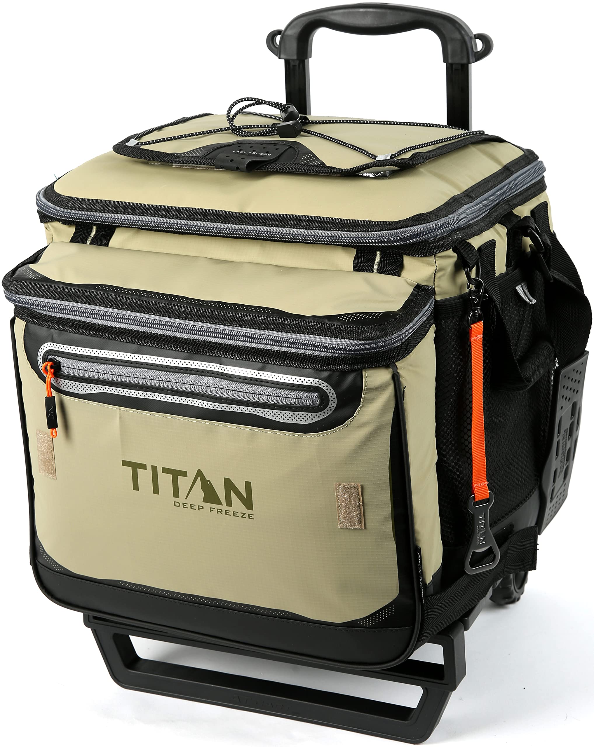 Arctic Zone Titan Deep Freeze 60 (50+10) Can Collapsible Rolling Cooler With Wheels And All-Terrain Cart, Moss
