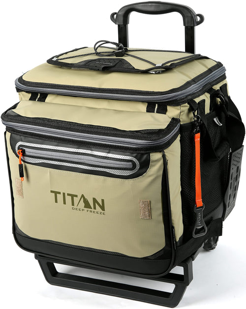 Arctic Zone Titan Deep Freeze 60 (50+10) Can Collapsible Rolling Cooler With Wheels And All-Terrain Cart, Moss