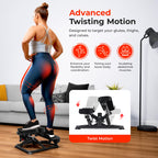 Sunny Health & Fitness Advanced Twist Stepper Machine Workout Cardio Mini Stair Master Climber Thigh Space Twist Stepper Resista