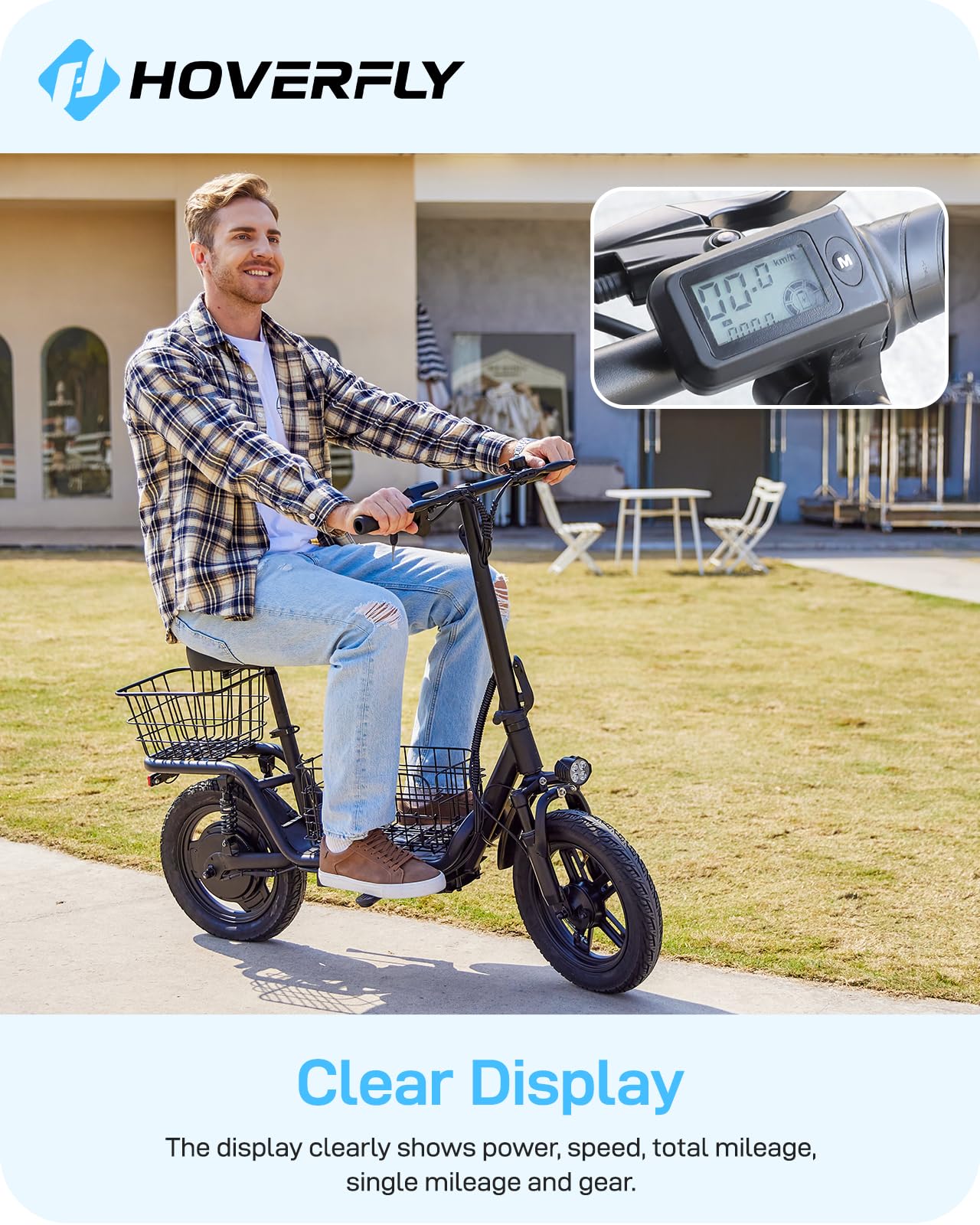 Hoverfly Z6 14 Electric Scooter with Seat, 550W Peak Motor, 25-Miles Range, Speed up to 22MPH, Ample Storage for Pets & Cargo, F