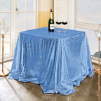 Fyledaee Sequin Tablecloth Square Baby Blue 90X90 Inch Glittering Shimmer Tablecloth For Wedding Baby Shower Birthday Party Dinn