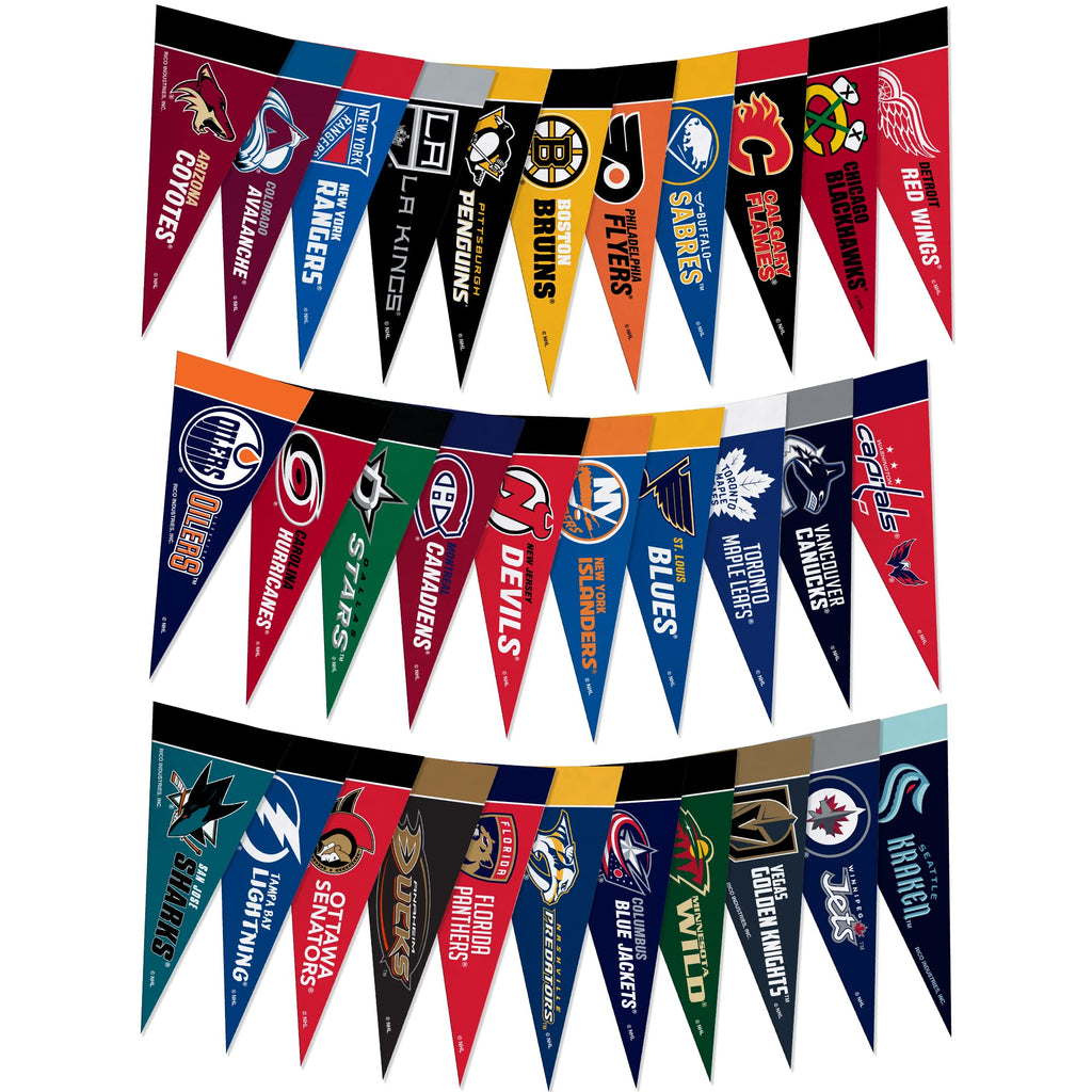 Rico Industries Nhl Hockey 4'' X 9'' Felt Mini Pennant League Set (Includes All Teams)