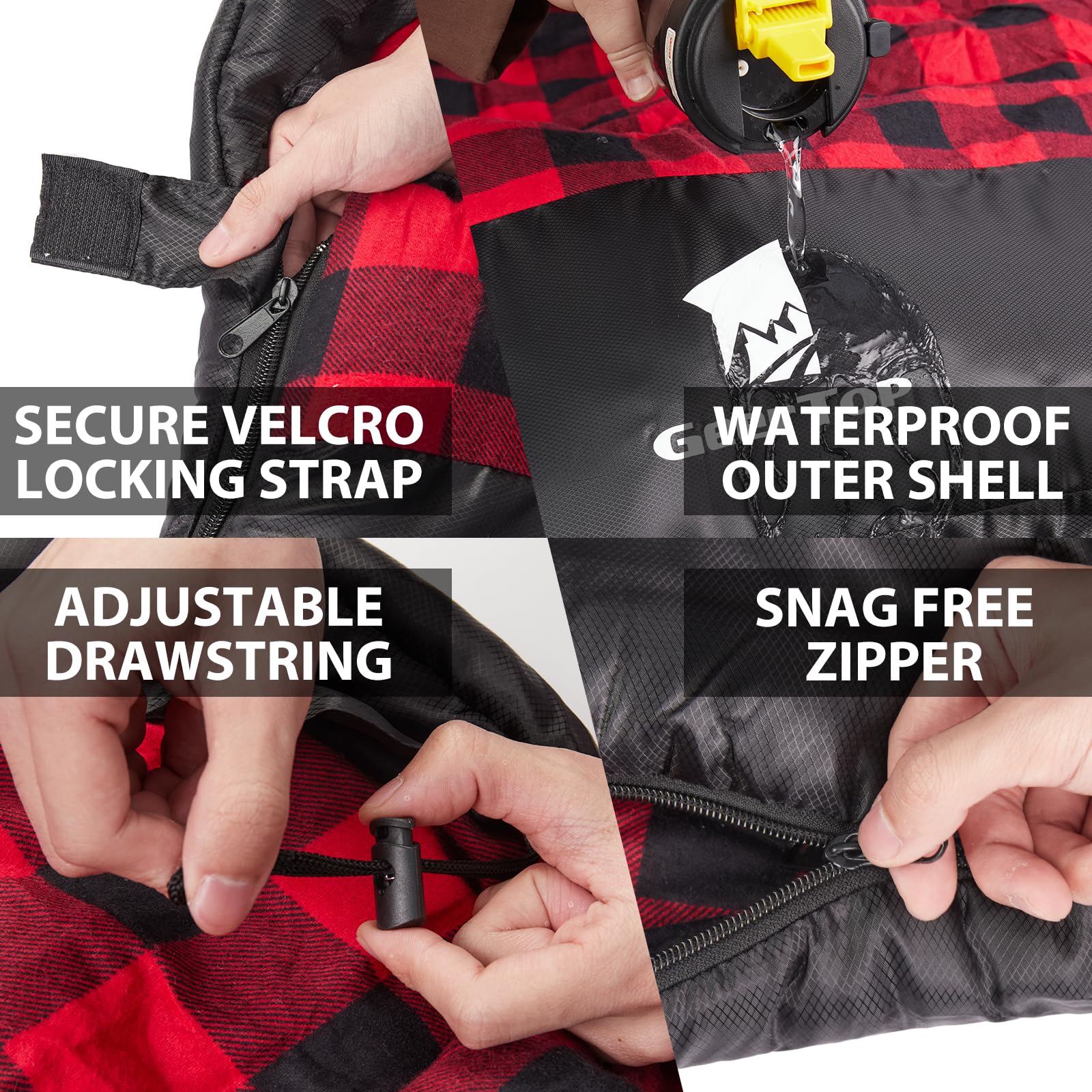 Geertop Flannel Sleeping Bag Cold Weather 0 Degree Big And Tall Sleeping Bag For Adults - Camping Hiking Backpacking Travel