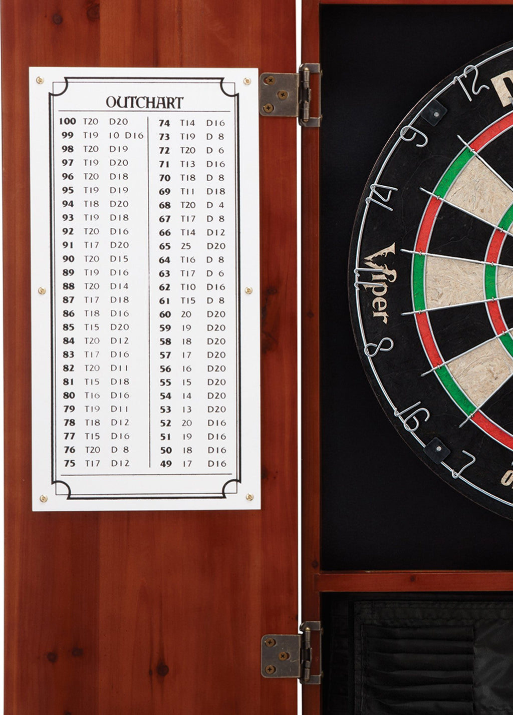 Viper By Gld Products Metropolitan Solid Wood Cabinet & Sisal/Bristle Dartboard Ready-To-Play Bundle: Deluxe Set (Dead On Dartbo