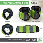 Gaiam Ankle Weights Adjustable Set For Women & Men - Resistance Workout Equipment For Walking, Running, Pilates, Yoga, Dance, Ae