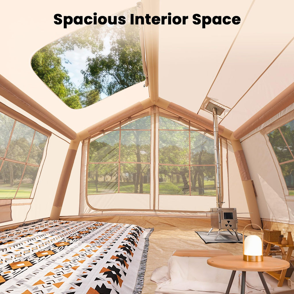 Inflatable Tents For Camping, Blow Up Tent For Camping Adults 4-6 People, Inflatable Hot Tent With Stove Jack & Ac Ports, Glampi
