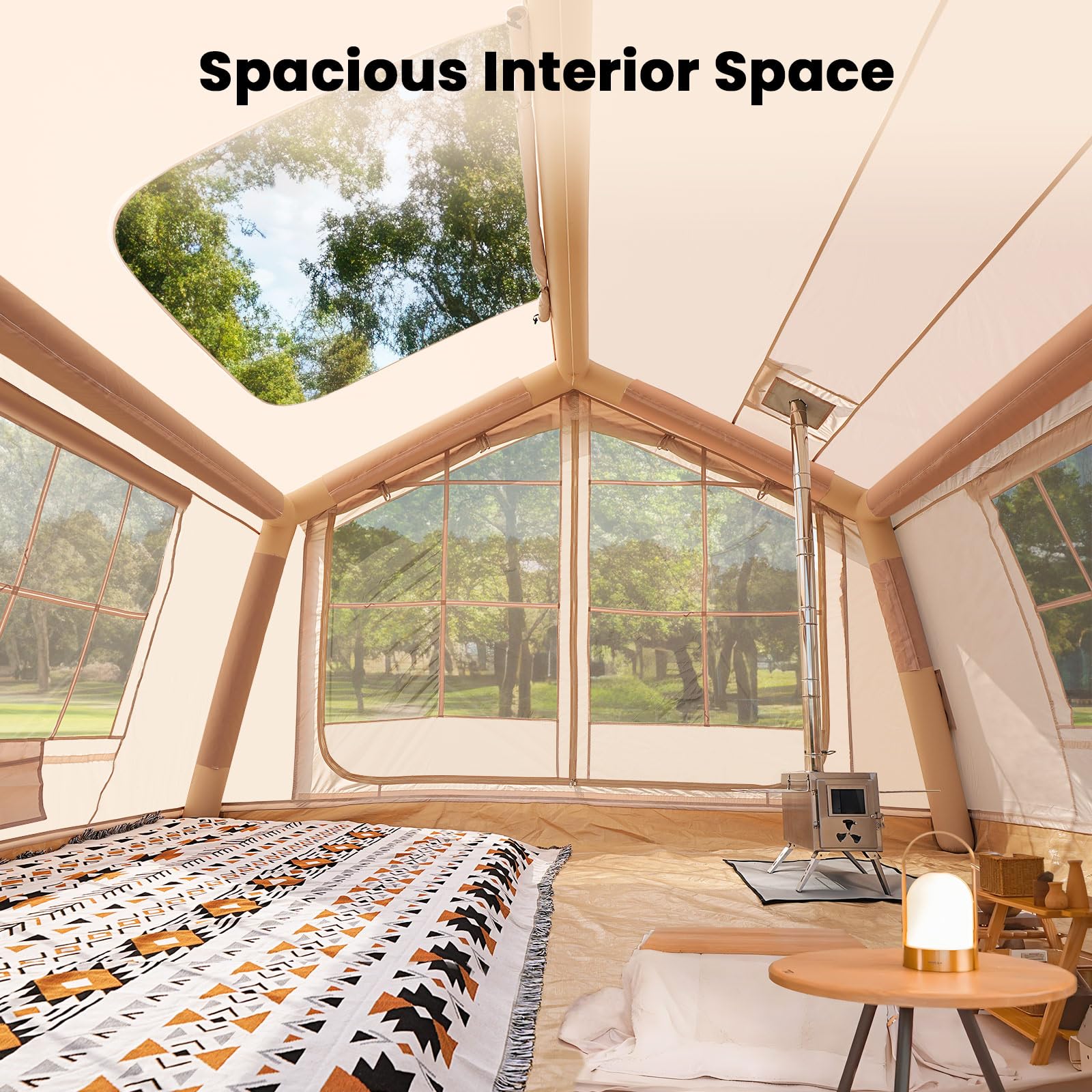 Inflatable Tents For Camping, Blow Up Tent For Camping Adults 4-6 People, Inflatable Hot Tent With Stove Jack & Ac Ports, Glampi