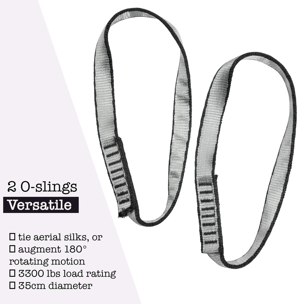 Aum Active Set Of 2 O-Slings - Accessories For Aerial Yoga Hammock, Antigravity Inversion Pilates Silks, Sensory Swing.