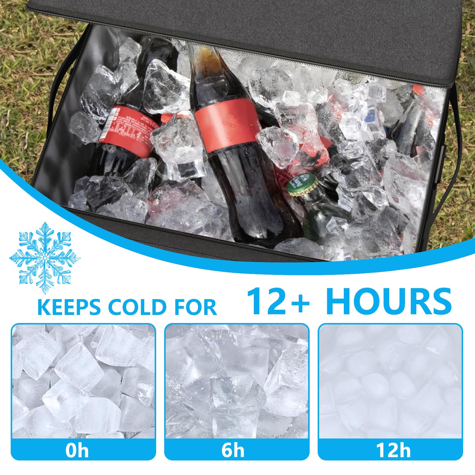 Cooler With Wheels And Handle, 50 Can Rolling Cooler, Portable Collapsible Soft Cooler With Wheels, Leakproof Insulated Wheeledc