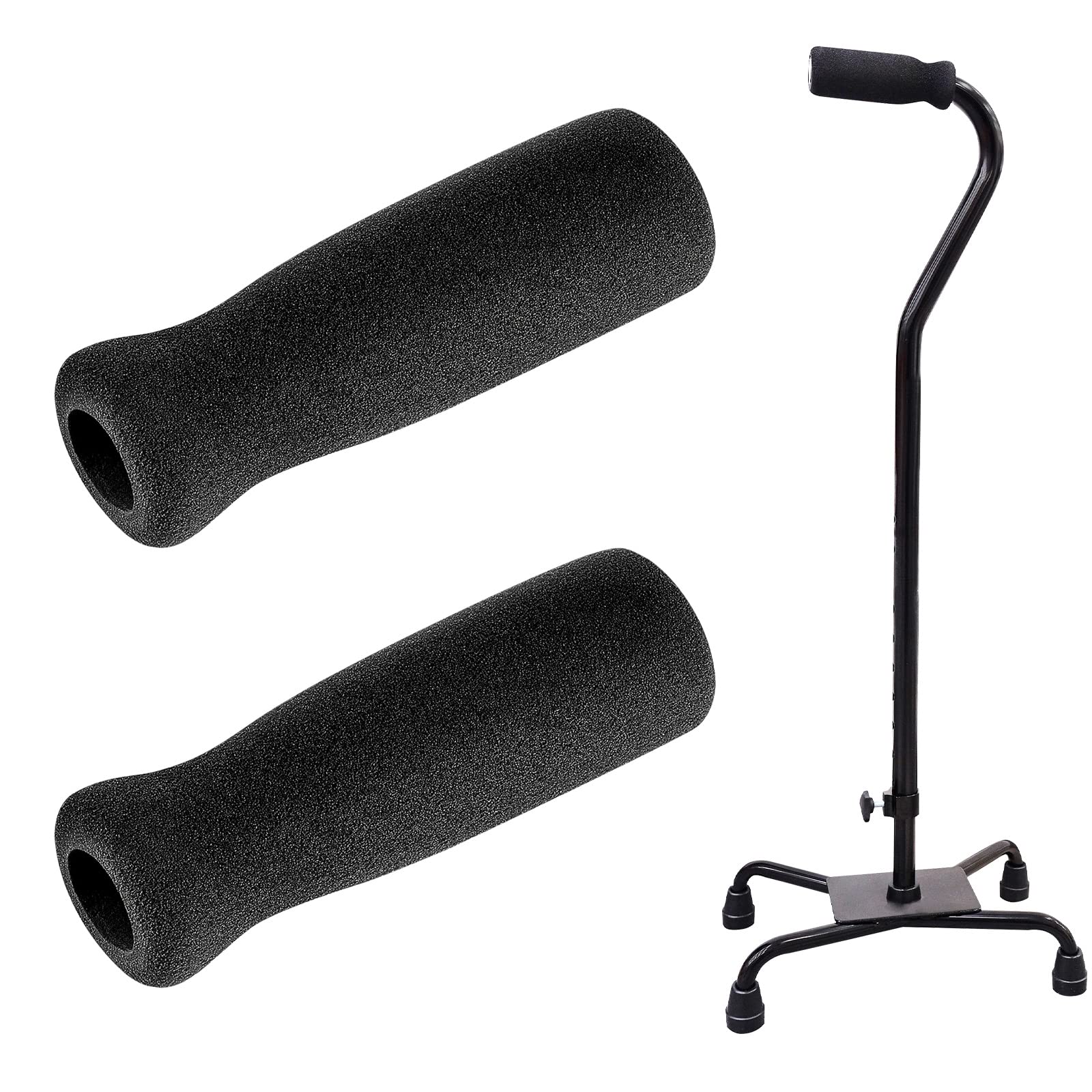 Timtin Foam Cane Handle Grip Replacement Offset Walking Hand Foam Handle For Bicycle Handlebars 4.53 X 0.98 X 0.98 Inch, Black(2