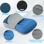 Camping Pillow With Removable Cover- Inflatable Pillow - Travel Pillows For Backpacking & Airplane, Lumbar Support Blow Up Pillo