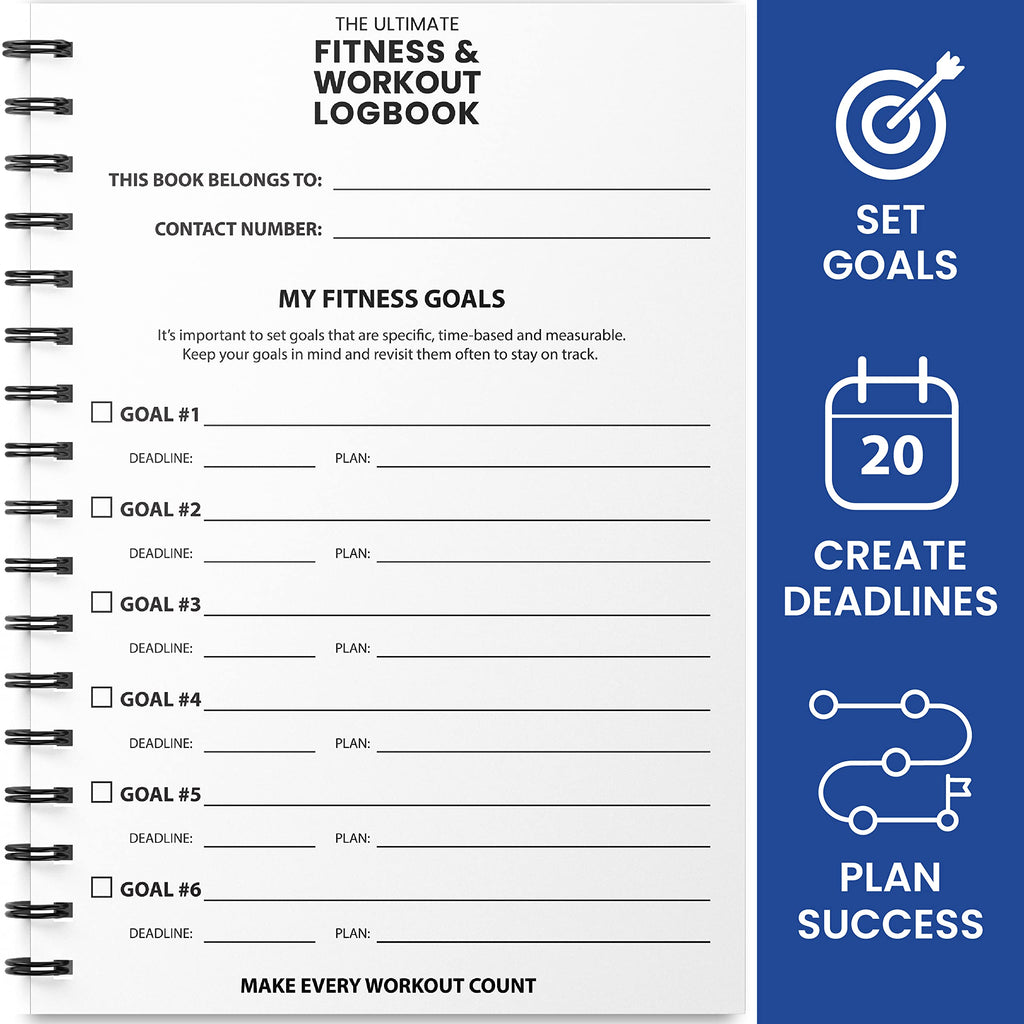 Ultimate Gym Workout Log Book, Xl A5 Exercise, Fitness And Training Diary & Journal - 100 Page With Exercise, Cardio & Notes Sec