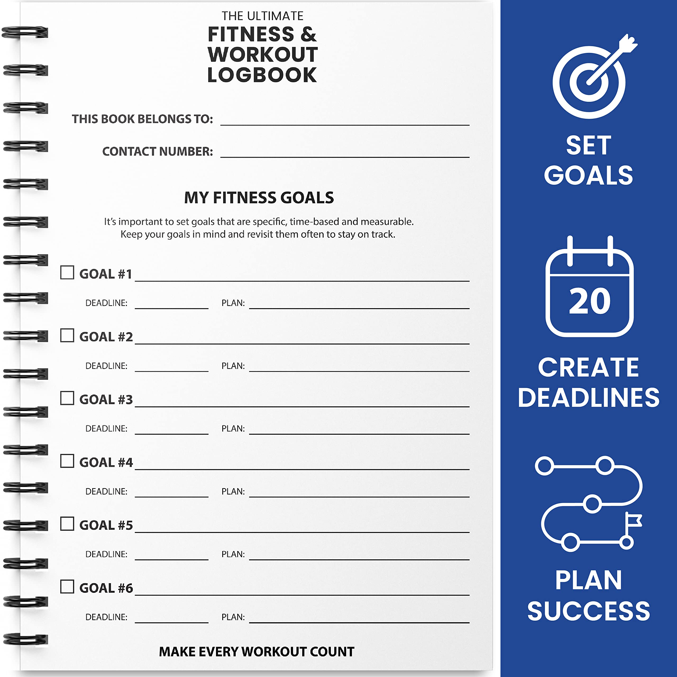 Ultimate Gym Workout Log Book, Xl A5 Exercise, Fitness And Training Diary & Journal - 100 Page With Exercise, Cardio & Notes Sec
