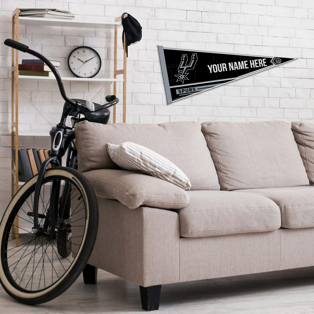 Rico Industries Nba Basketball San Antonio Spurs Personalized - Custom 12'' X 30'' Soft Felt Pennant - Ez To Hang