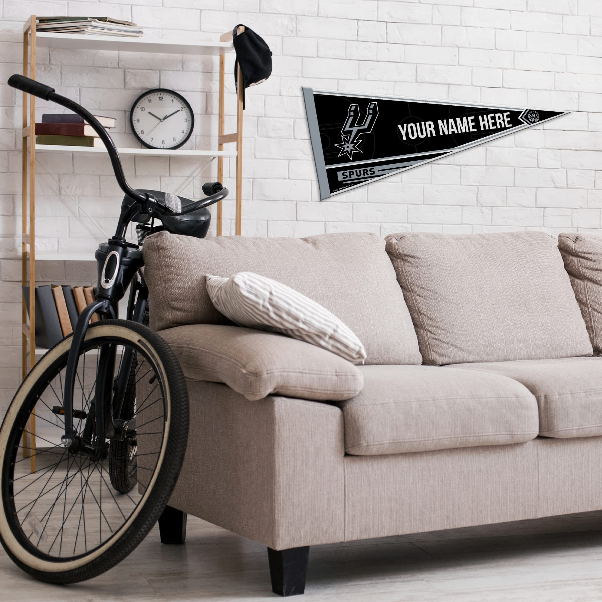 Rico Industries Nba Basketball San Antonio Spurs Personalized - Custom 12'' X 30'' Soft Felt Pennant - Ez To Hang