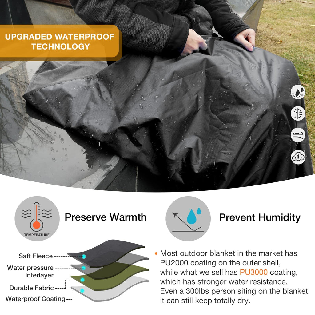 Dukuseek Hooded Stadium Blanket, Waterproof Windproof Outdoor Fleece Blanket - Large (79 ''X 59 ''), Portable, Wearable, Warm Fo