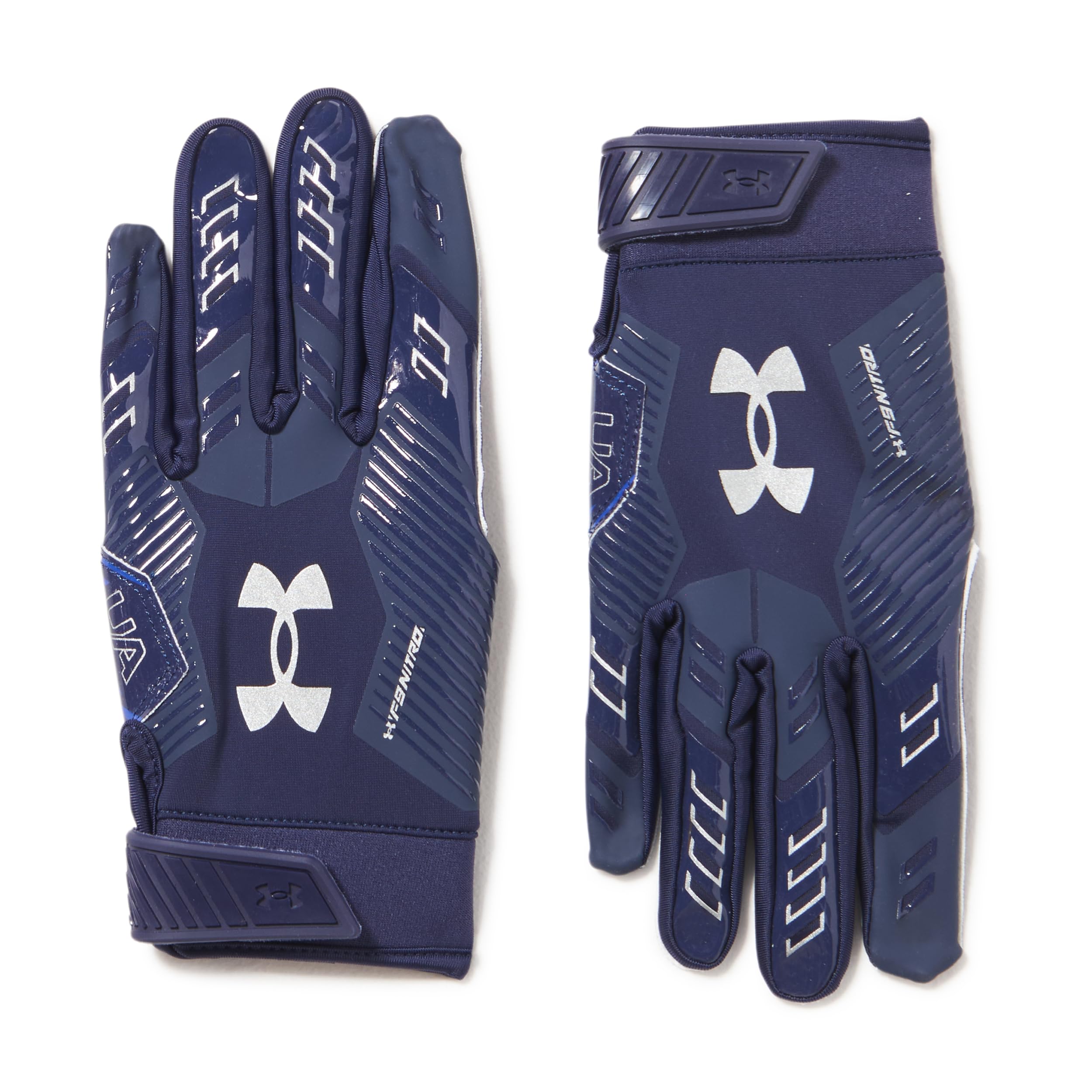 Under Armour Men'S F9 Nitro Football Gloves, (410) Midnight Navy/Cobalt Legacy/Metallic Silver, Xx-Large