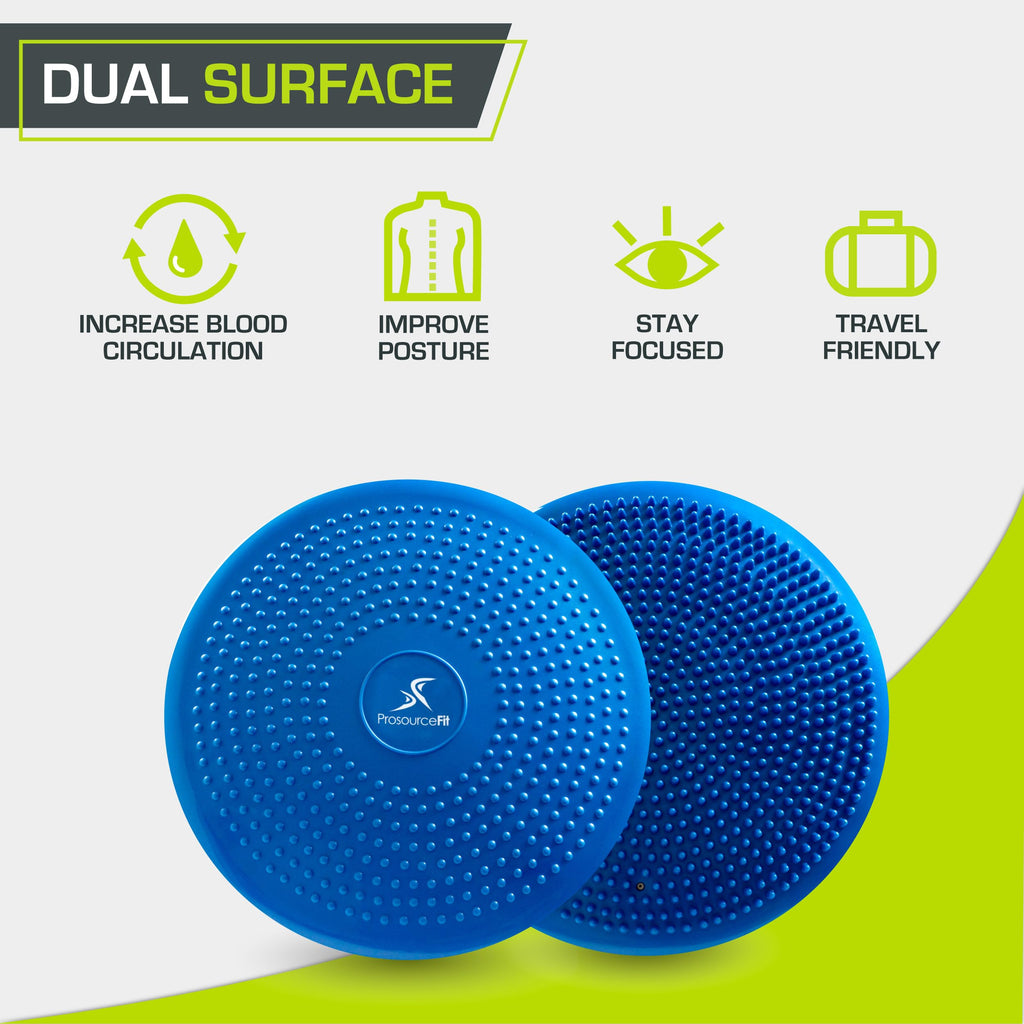 ProsourceFit Core Balance Disc Trainer, 14    Diameter with Pump for Improving Posture, Fitness, Stability, Blue