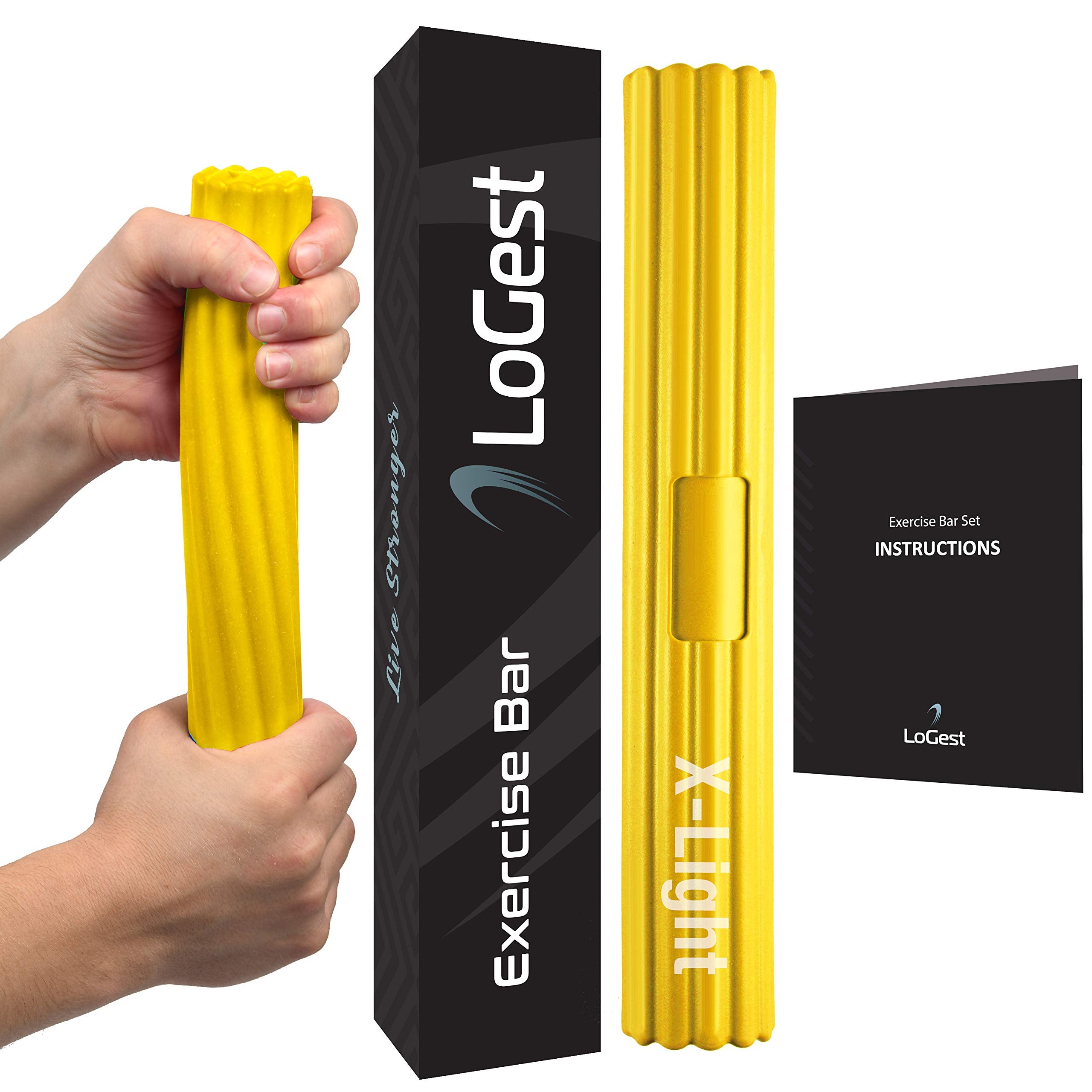 X-Light Logest Twist Hand Exerciser Bars - Flexible Bar Strengthener - Tennis Elbow, Golfer'S Elbow, Tendonitis, Wrist, Forearms