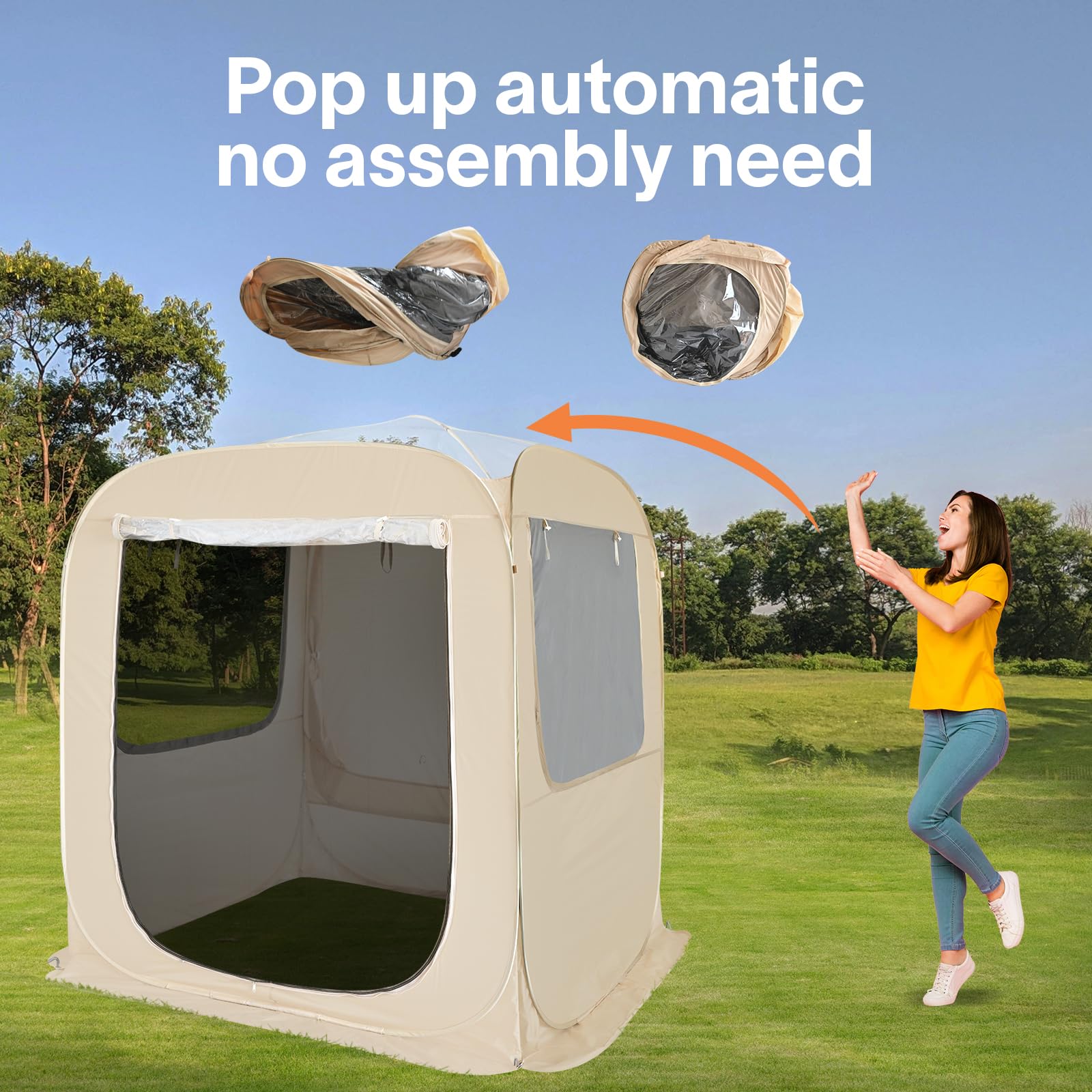 Alvantor Pop Up Screen House, 4 In 1 Outdoor Camping Tent,6'X6'Screen Room With Mosquito Netting &Waterproof Pvc, Pvc Clear Top