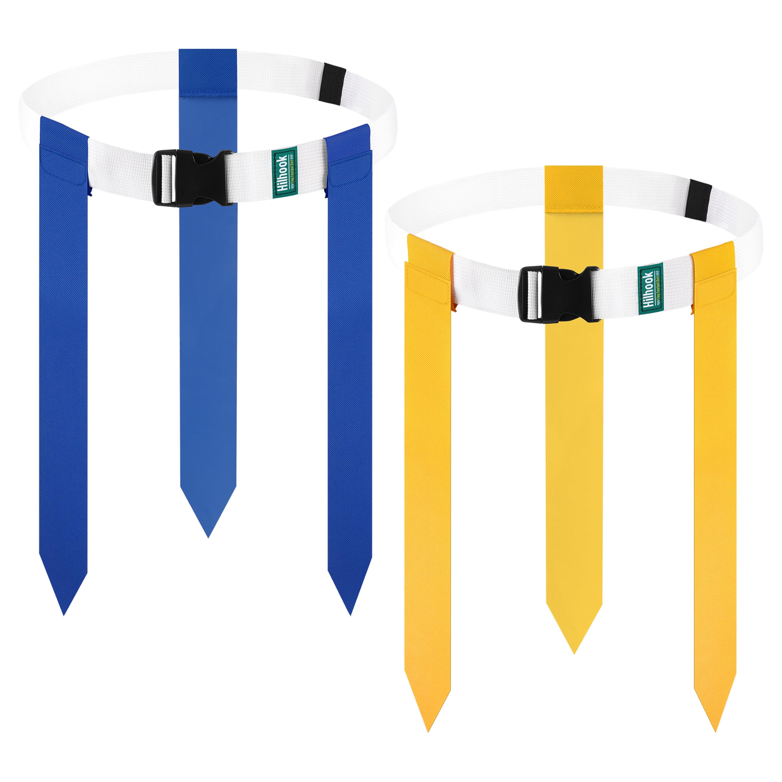 Hilhook Flag Football Belts, 14 Player White Flag Belts Sets with 42 Flags for Youth Kids and Adults Training Competition (Blue 