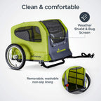 Schwinn Rascal Bike Pet Trailer, For Small And Large Dogs, Tow With Bicycle, Large (Up To 100Lbs), Green