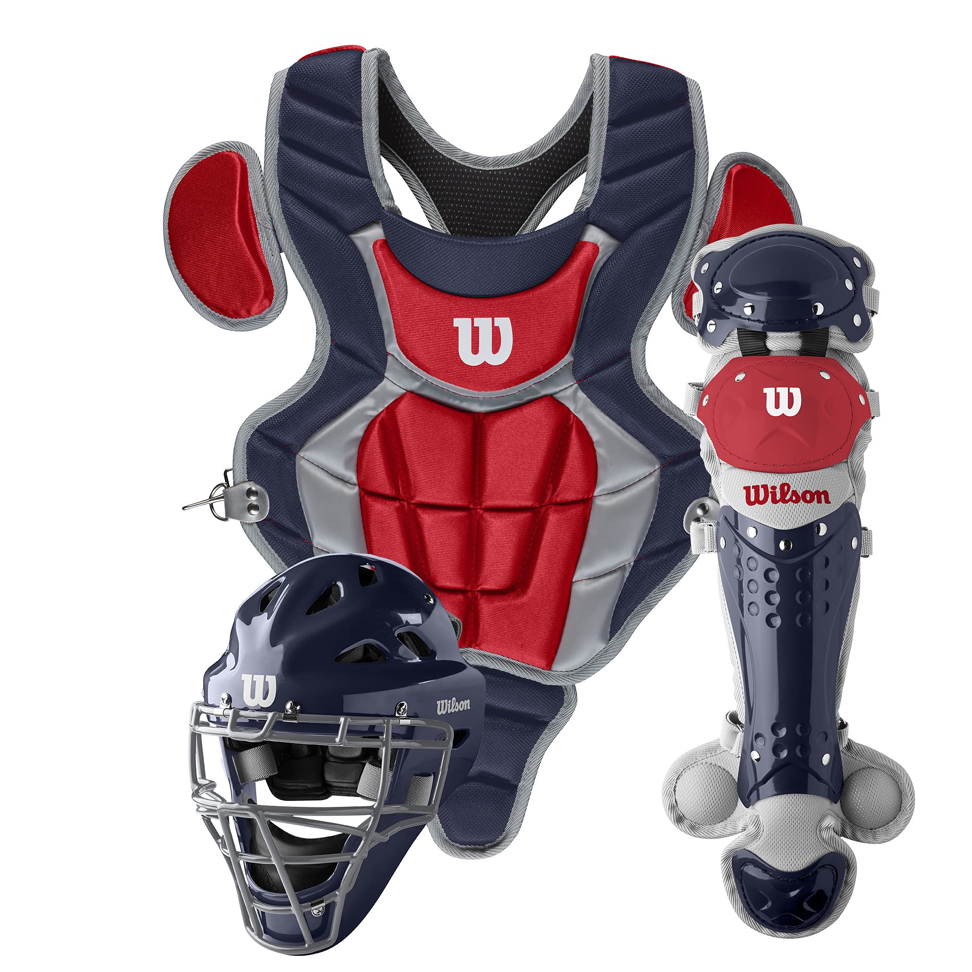 Wilson C200 Youth Catcher'S Gear Kit - Navy/Scarlet Small