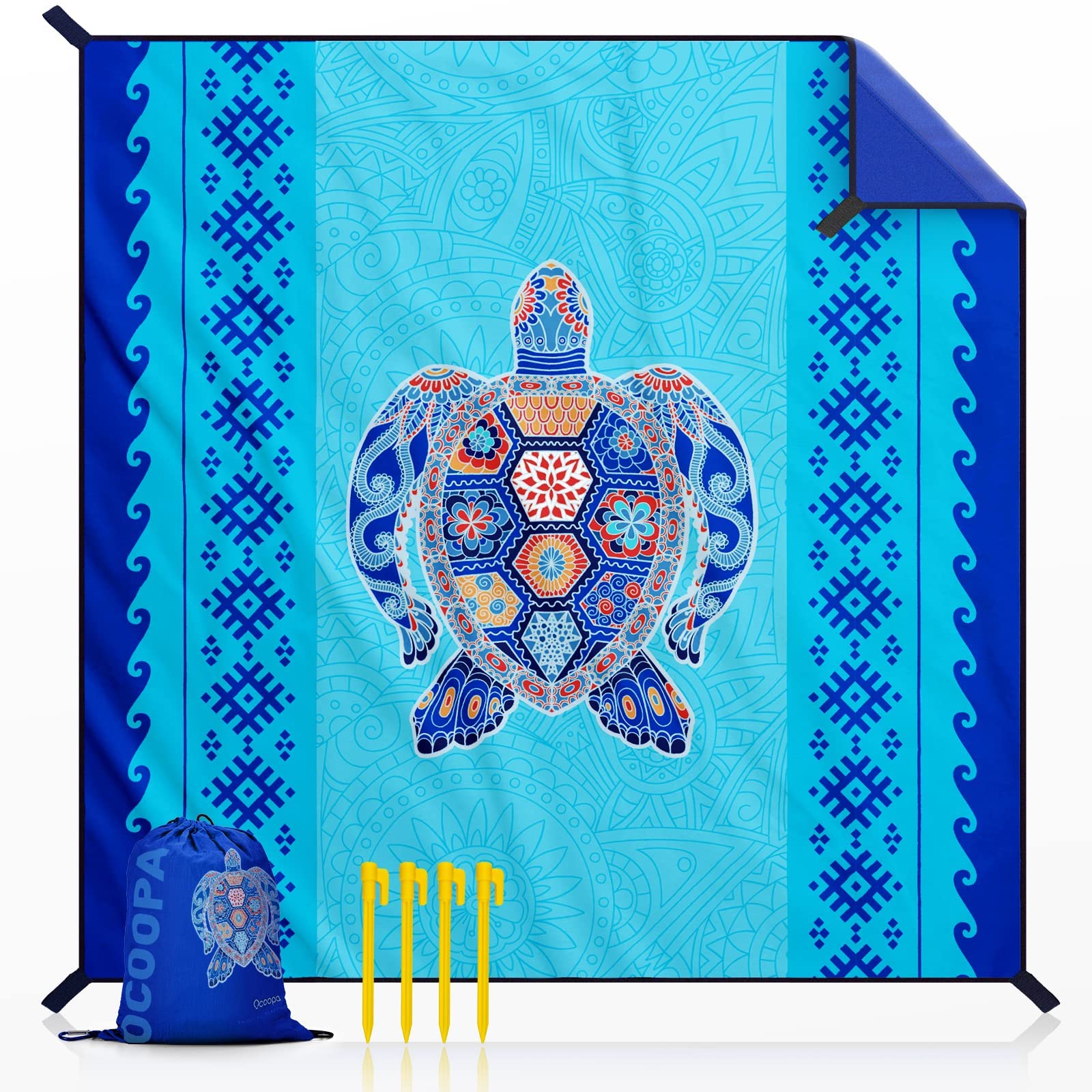 OCOOPA Beach Blanket Waterproof Sandproof, 10'X 9' Extra Large, Soft and Sturdy, Light Weight and Portable, Perfect for Beach Va