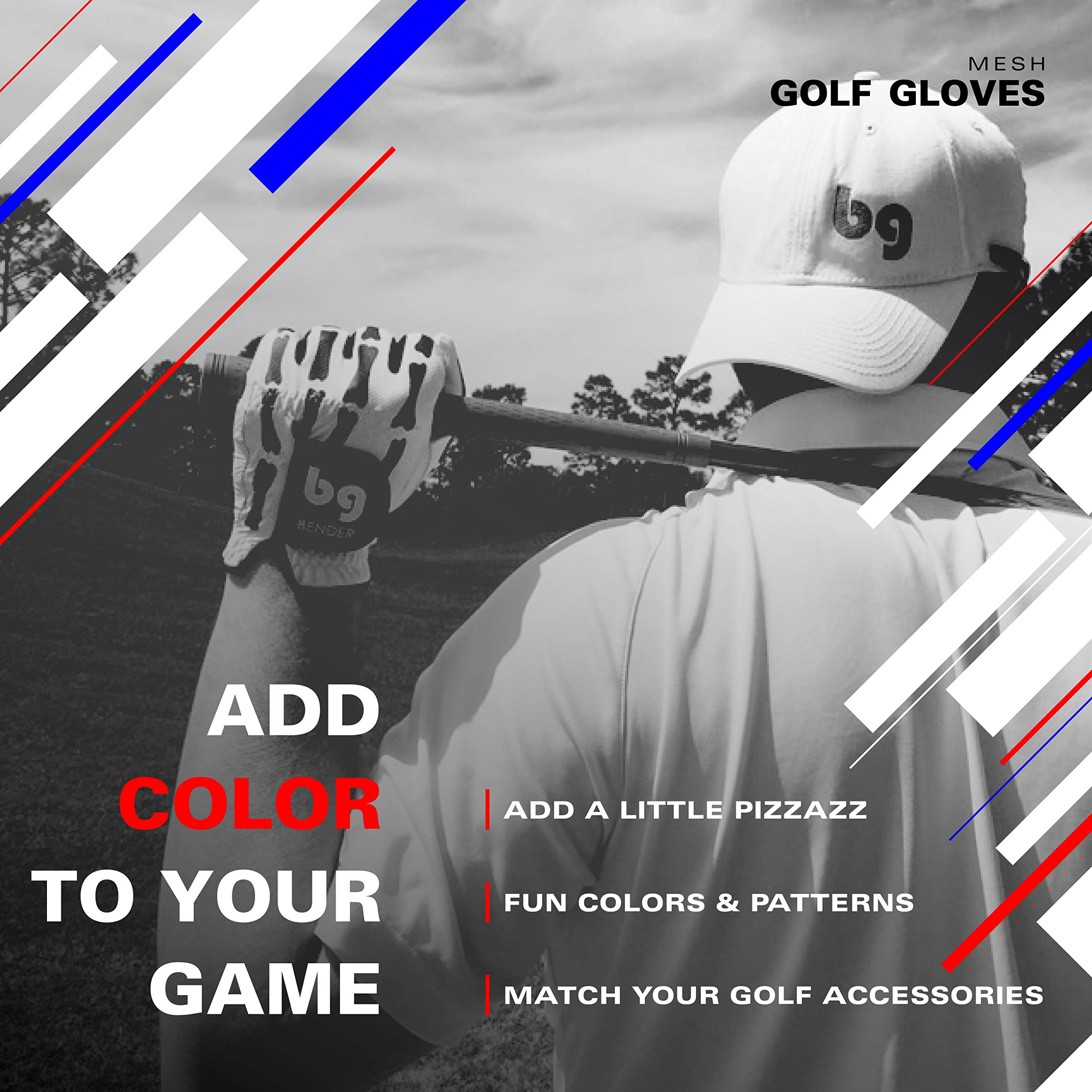 Bg Bender Golf Glove  Wear On Left  (Black Bones, Mens Medium)