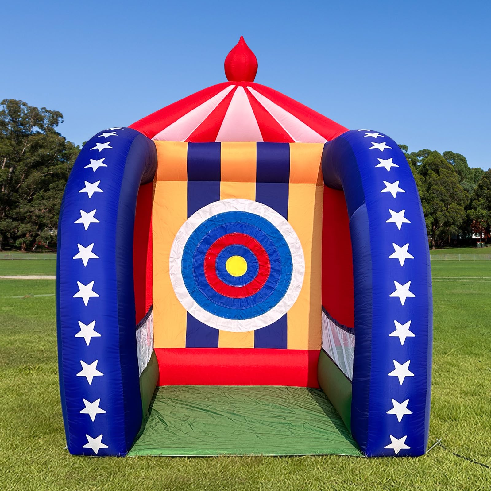 Sewinfla Inflatable Carnival Games - 6.5  6.5  9FT, Built-in Blower, Quick-Inflate - Axe Throwing Target (Quick-Inflate Indoor &