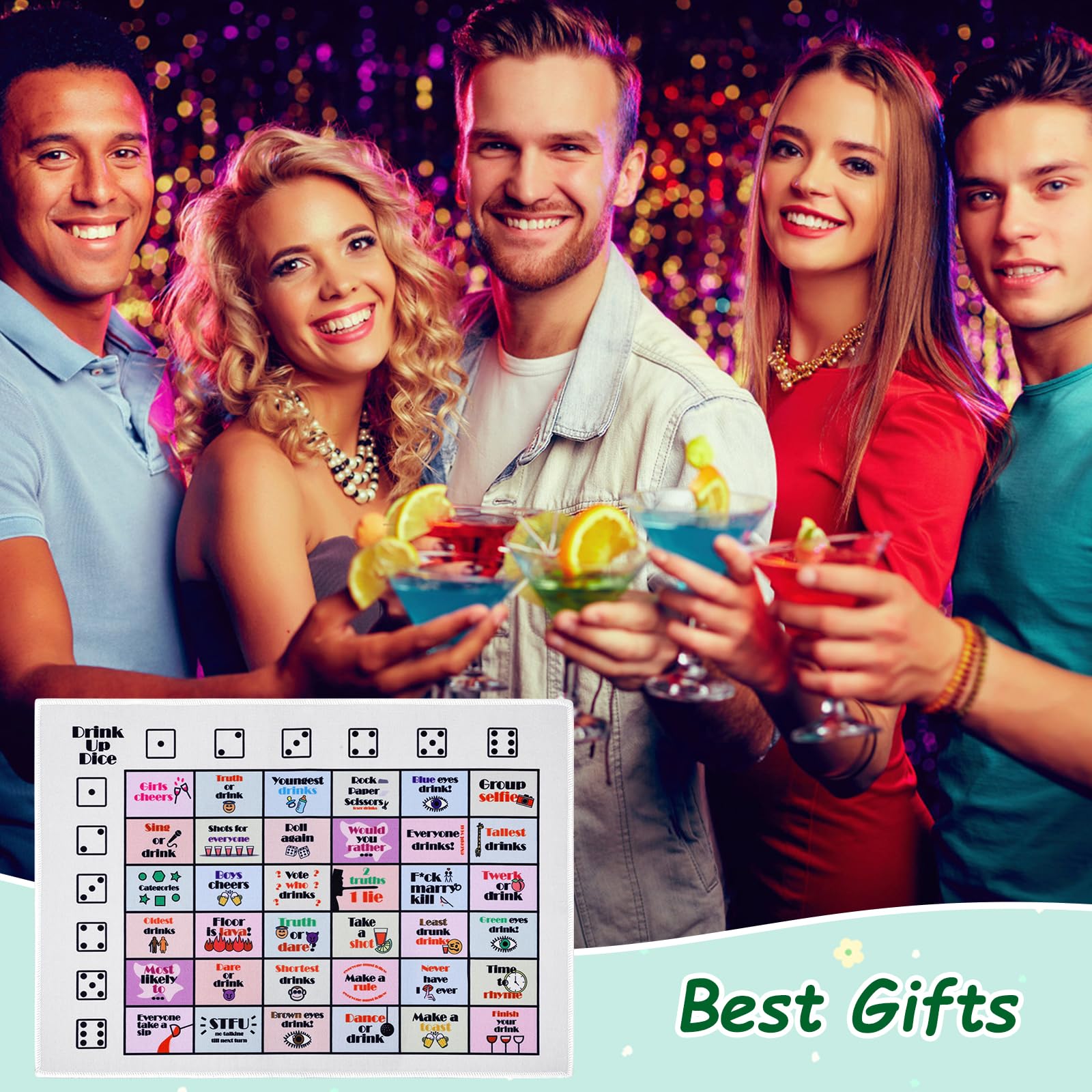 Fofeadm Drinking Games for Adults, Rubber Mat Drinking Board Game, Funny Party Interactive Drinking Games for Game Night, Birthd