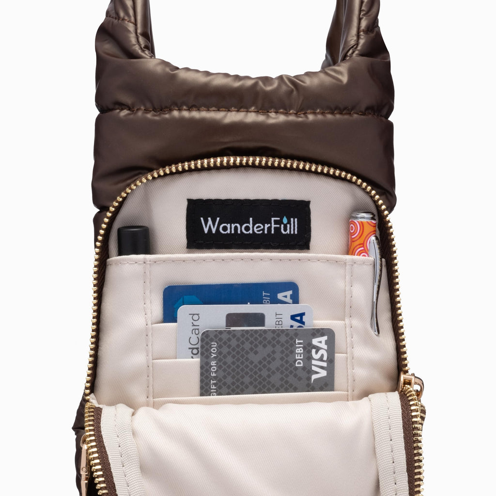 Wanderfull Original Hydrobag | Quilted Water Bottle Holder With Strap | Tote Bottle Carrier Crossbody Bag With Pockets | Carry 3