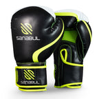 Sanabul Essential Gel Boxing Gloves  Kickboxing Gloves  Punching Bag Gloves For Men And Women Black/Green 12 Oz