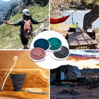 Litoexpe 4 Pack Silicone Collapsible Travel Cup Portable Folding Camping Cup Sets With Lids, Dark Gray & Pink & Navy Blue &Teal,