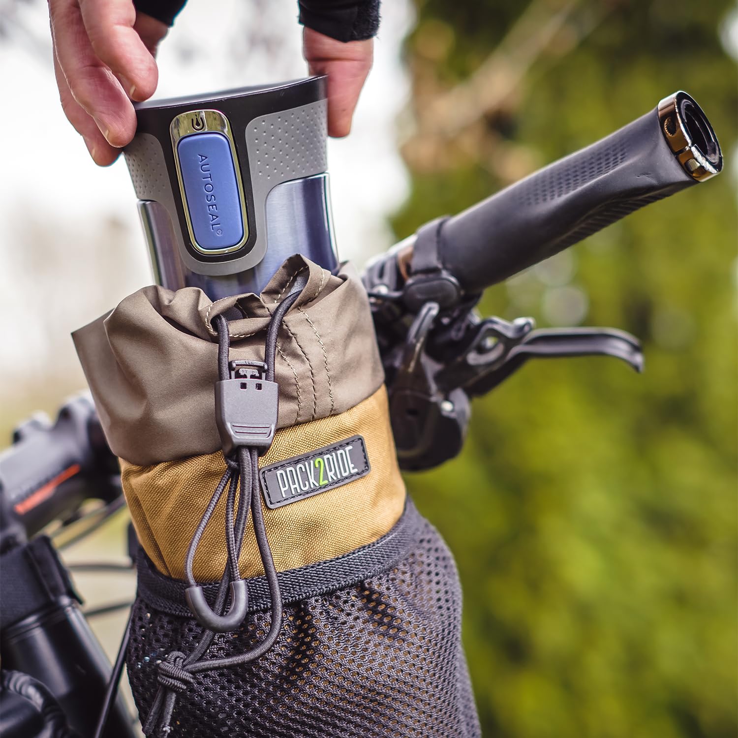 Pack2Ride Bongo Bike Handlebar Bag - Water Resistant & Durable Fabric Bicycle Water Bottle Holder, Secure Attachment Bikepacking
