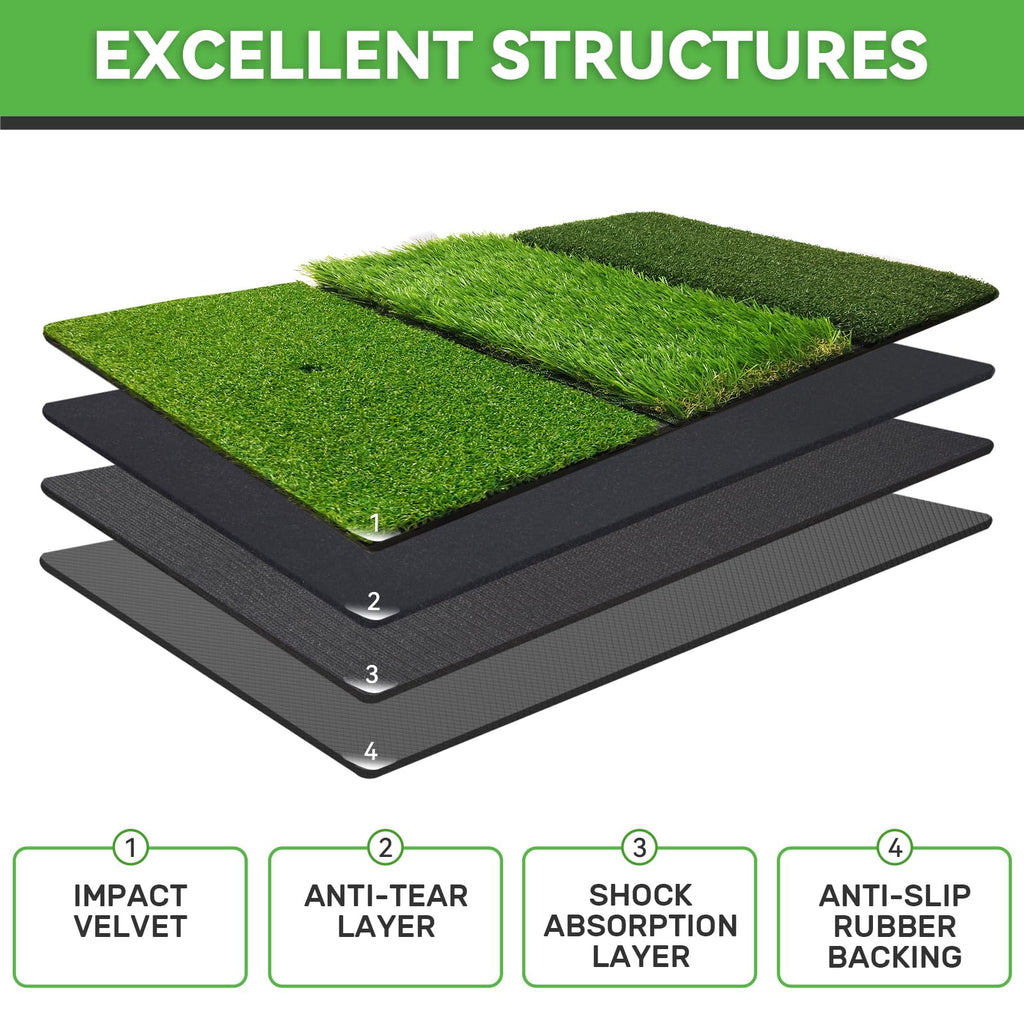 Cosportic Golf Hitting Mat | Golf Training Mat For Swing/Driving/Chipping With Advanced Artificial Turf, Golf Practice Mat 16''X