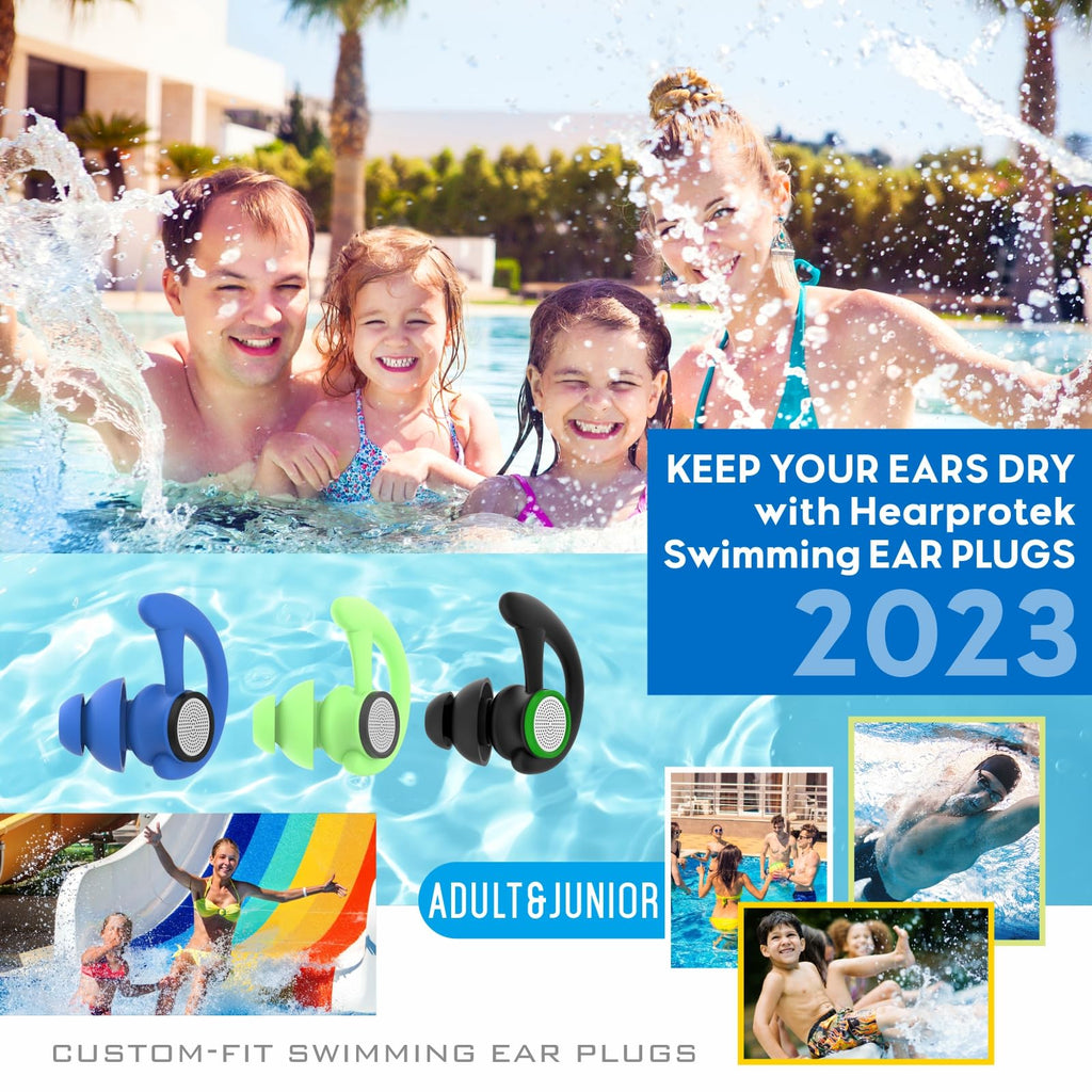 2 Pairs Ear Plugs For Swimming Adults, Hearprotek Reusable Custom-Fit Swim Water Ear Plugs Men Women For Swimmers Shower Pool Ba